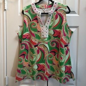 Crown and Ivy Sleeveless Shirt 2xl Multi Color